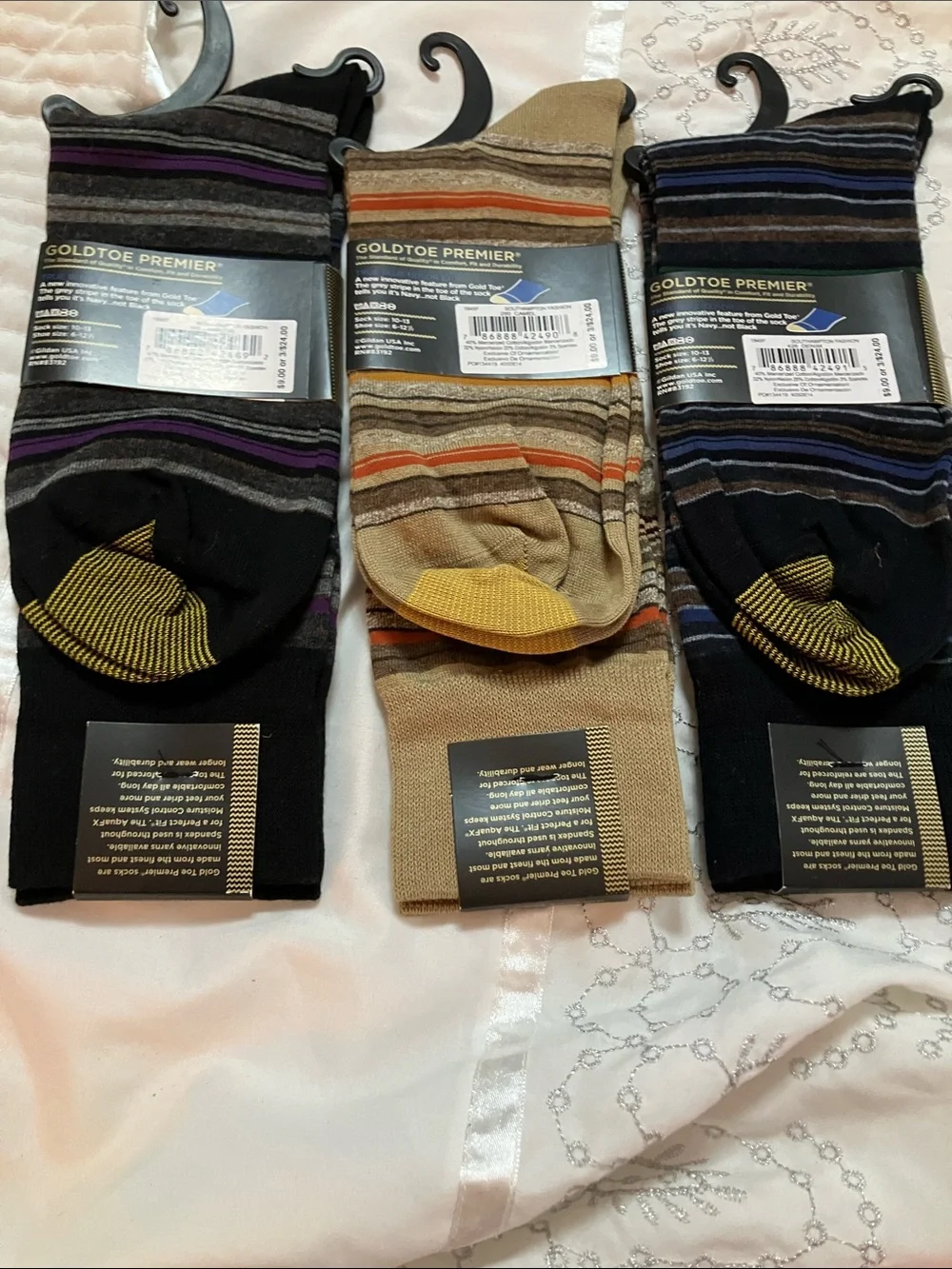 Gold Toe Striped Southampton Dress Socks - Black, Tan, Gray